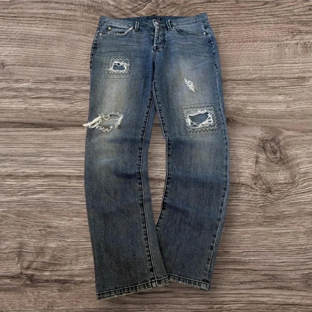 Slim Fit Y2K Grunge Distressed Blue Jeans (30x28)